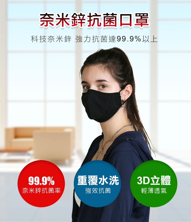 奈米鋅抗菌口罩|奈米鋅抗菌|南良集團H&H|抗菌口罩|南良集團